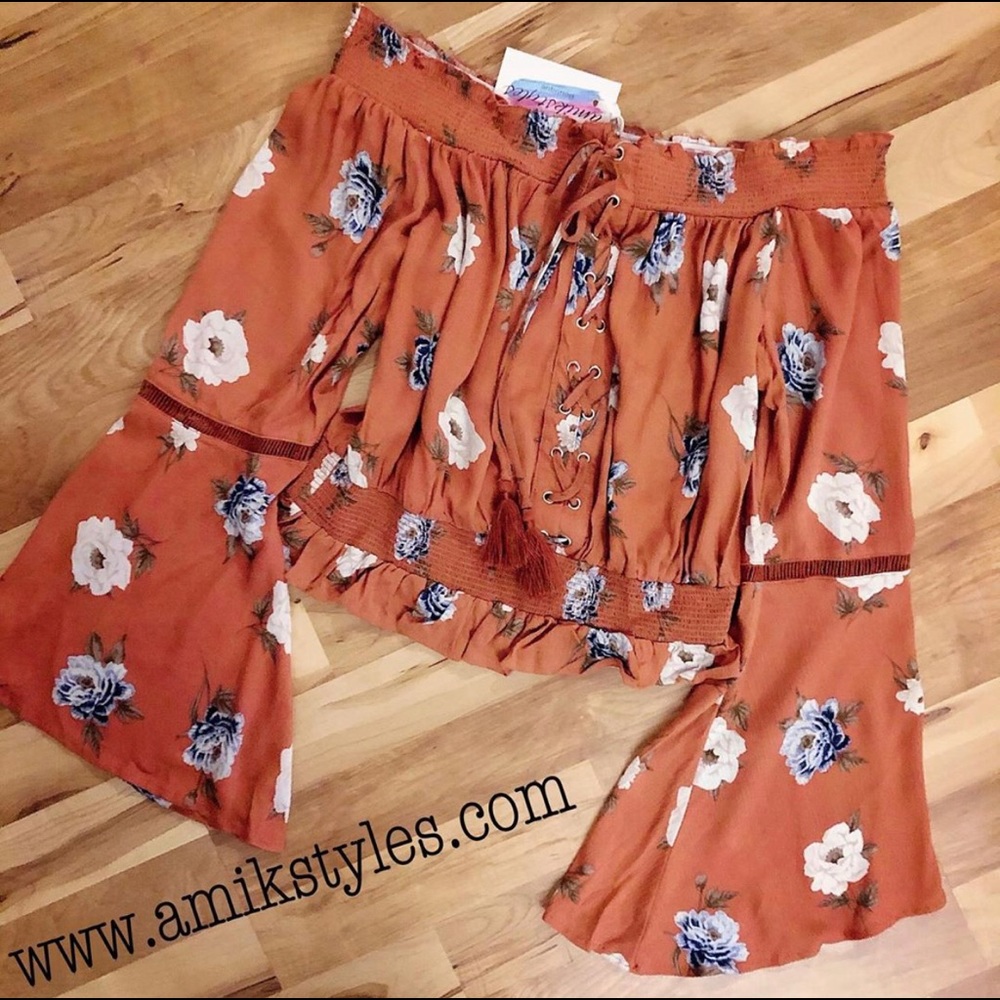 Bell sleeves off the shoulder top